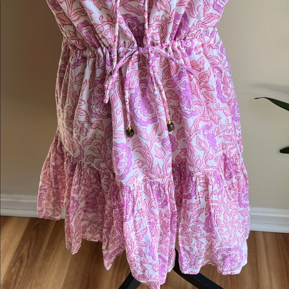 Oliphant Cinched Flirty Mini Dress in Malta Pink Cotton Tie Waist - Picture 7 of 14